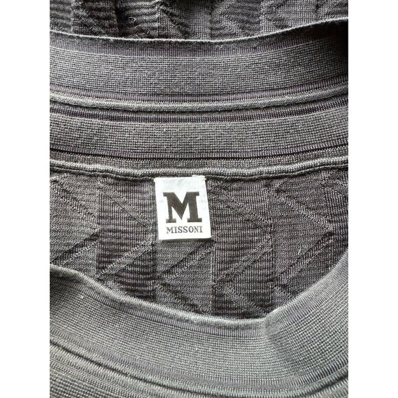 M Missoni Black Knit Chevron Textured Sweater Shirt Off Shoulder Size Medium - Picture 6 of 8